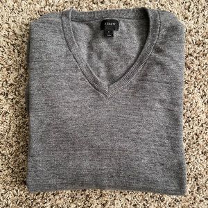 J. Crew Grey Cotton V-Neck Sweater Men’s S